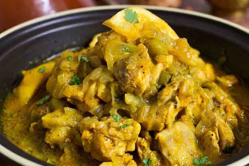 Chicken tagine with olives and preserved lemon